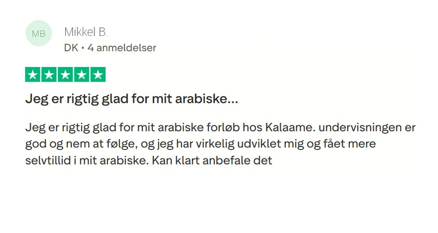 Trustpilot-anmeldelse af Kalaame fra Mikkel B.
