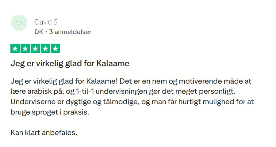 Trustpilot-anmeldelse af Kalaame fra David S.